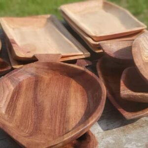 Ensemble de 5 Plats en Bois Naturel – Image 3